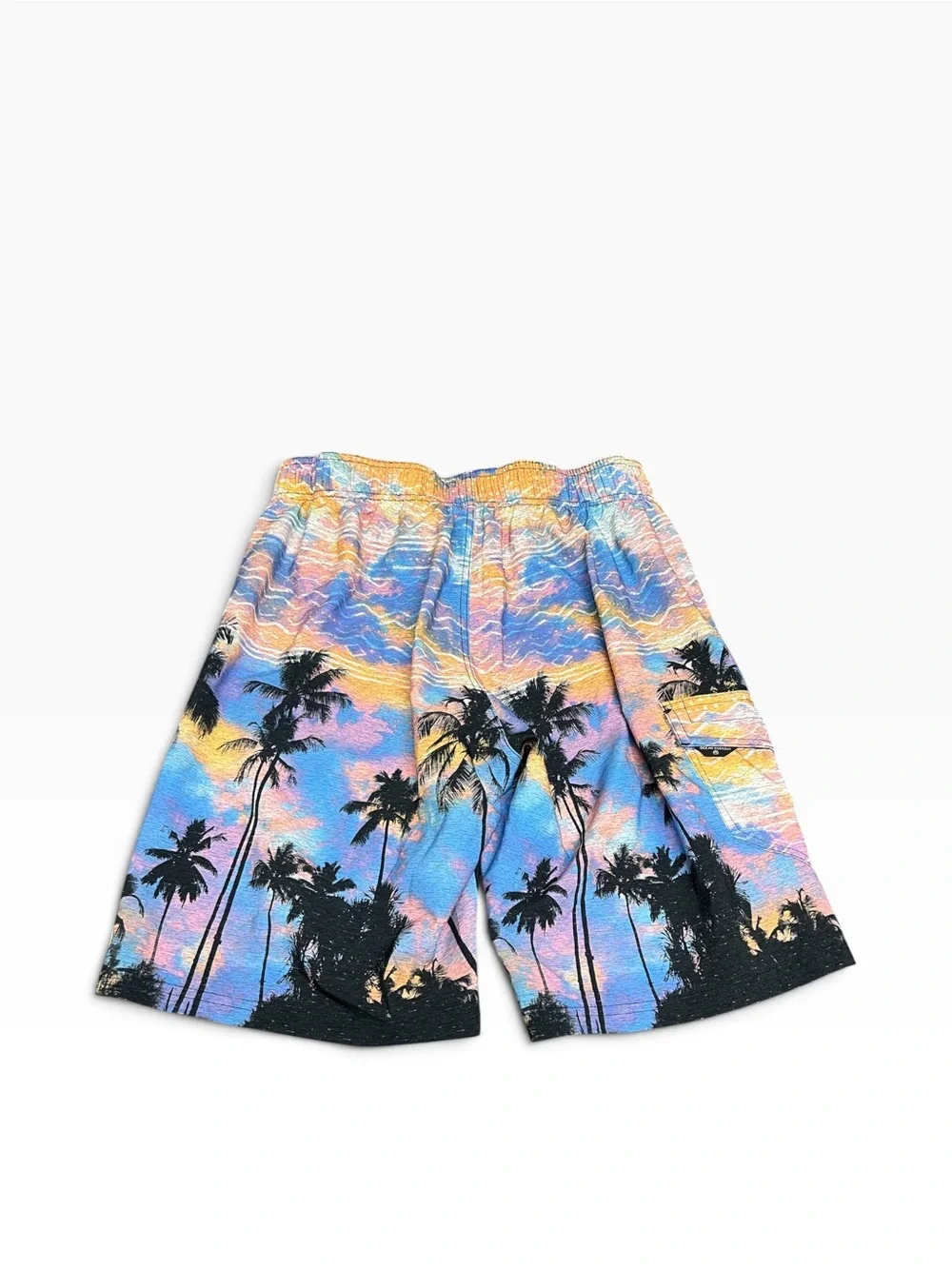 Title: Ocean Current Sunset Palms Tropical Beach Volley Shorts Multicolor Size M